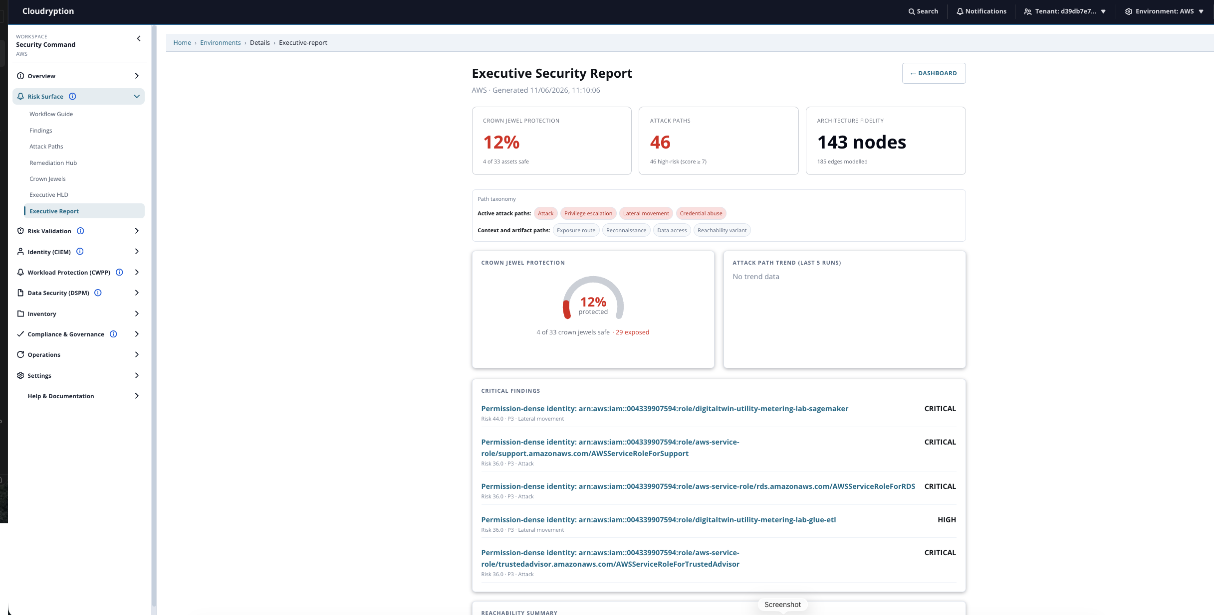 Executive Summary view